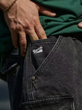 BROS 26SS Washed Black Distressed Cargo Shorts