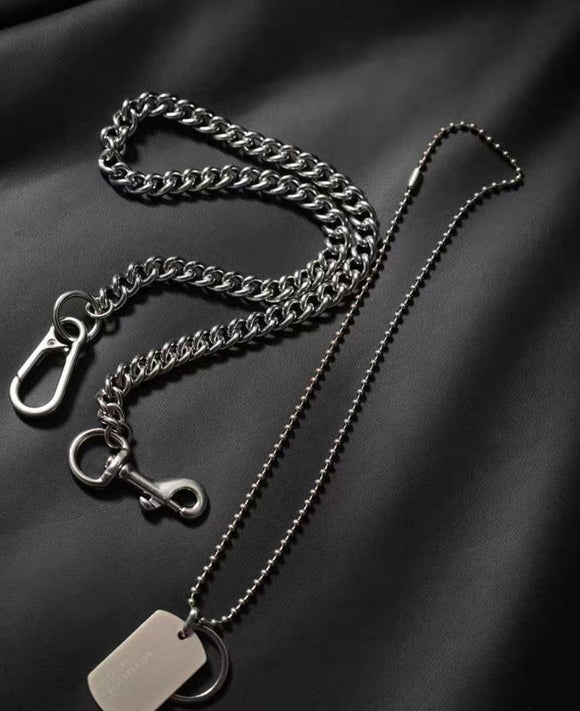 MASS 25FW Cuban Chain + Military Tag Necklace
