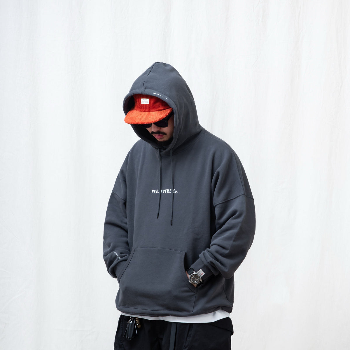 Persevere brand logo classic washed hoodie – MCWEARS