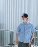 MANIACREW 25SS 3D Patch Pocket Stripe Shirt