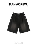 MANIA 26SS Washed Distressed Pleated Jorts