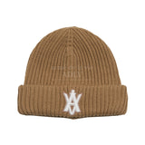 A LOGO EMBLEM EMBOSS PATCH BEANIE BEIGE