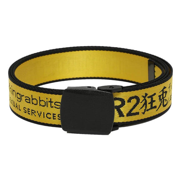 FR2 LOGO ICON EMBROIDERY LONG BELT-YELLOW