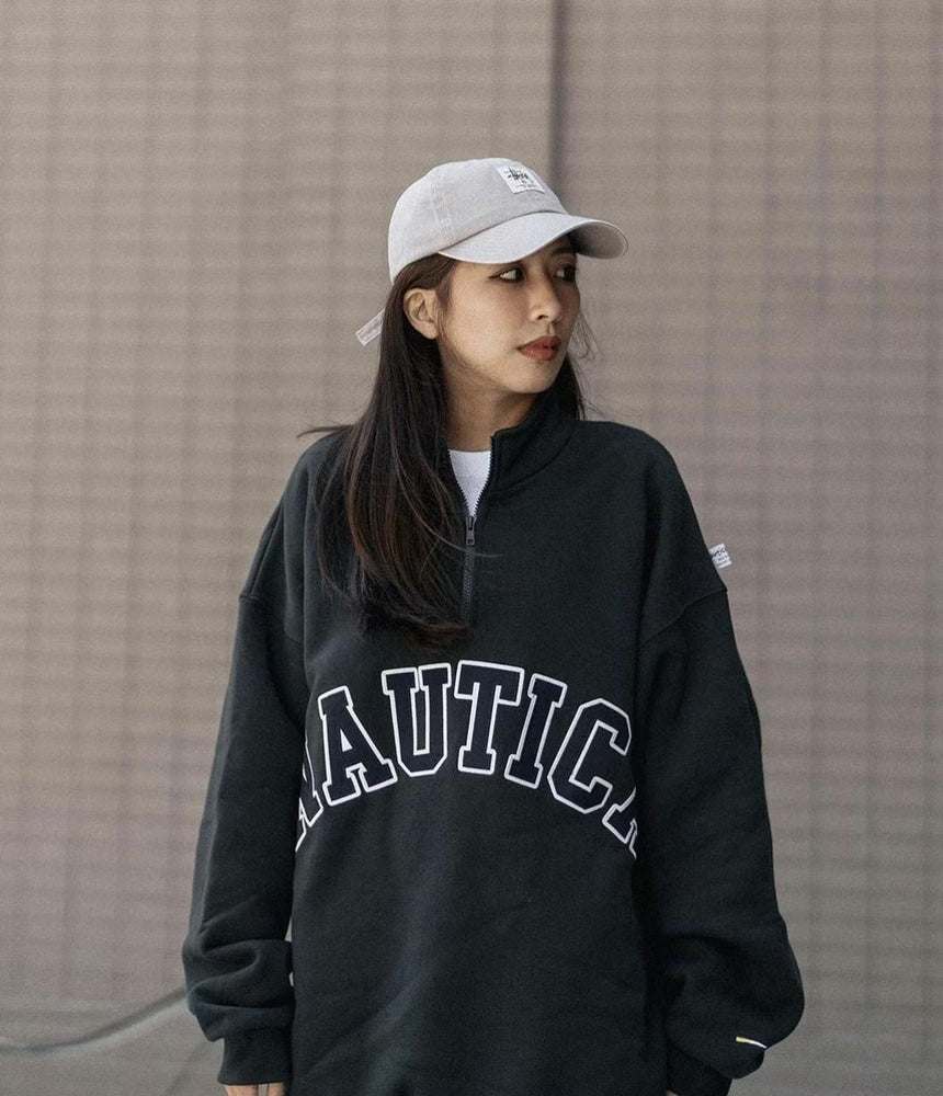 NAUTICA HALF ZIP LOGOHOODIE